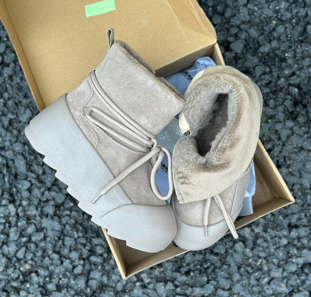 угги женские,женские зимние угги с шнурками,,замшевые ботинки inuikii серый, женская