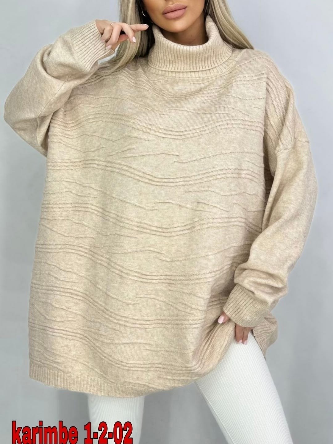 свитера больших размеров,свитера женские,вязаные свитера женские,свитер оверсайз бежевый вязаный туника с горлом jukoss,кофта женская