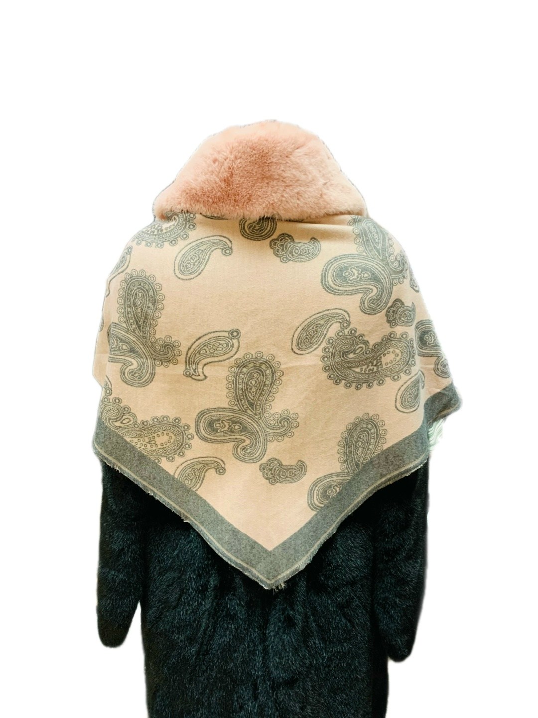 теплые шарфы,платок с мехом,палантин с мехом,шарфы и платки,шарф с принтом