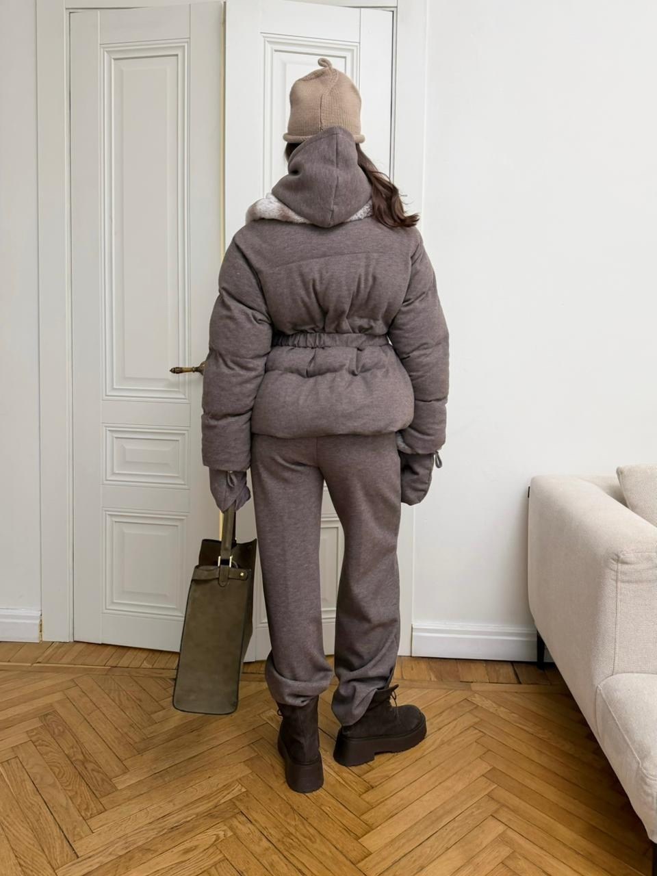 loro piana серый женский костюм тройка на флисе,комплект куртка,женский серый костюм тройка miu miu,костюм тройка miu miu,зимняя куртка