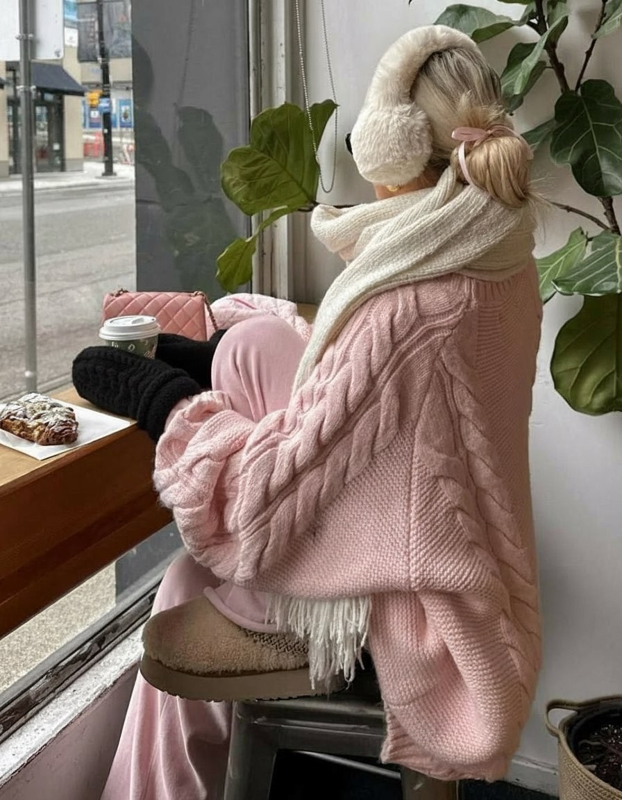 зимняя мода,костюм оверсайз c начесом ari store,зимний стиль,зимние наряды,костюм теплый зимний