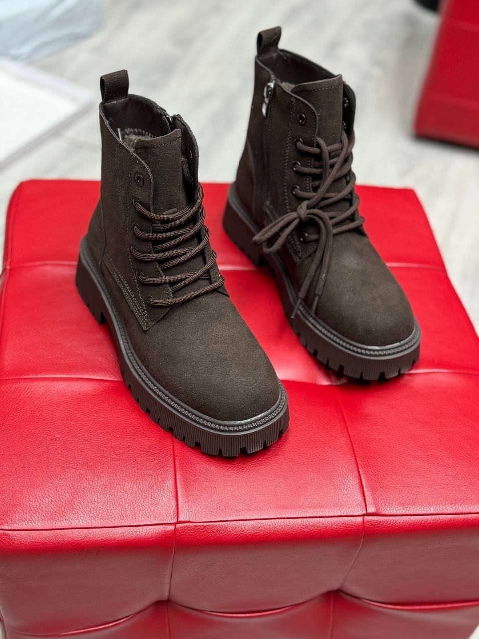 ,ботинки демисезонные натуральная замша на шнуровке reversal,ботинки,женские ботинки,женская