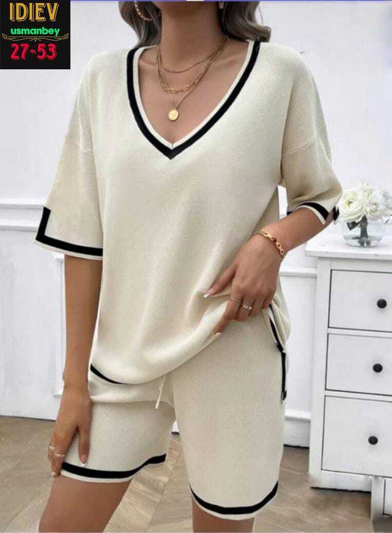 трикотажный костюм с шортами,трикотажные костюмы женские,женский трикотажный костюм летняя,летний женский комплект из двух предметов,трикотажные костюмы