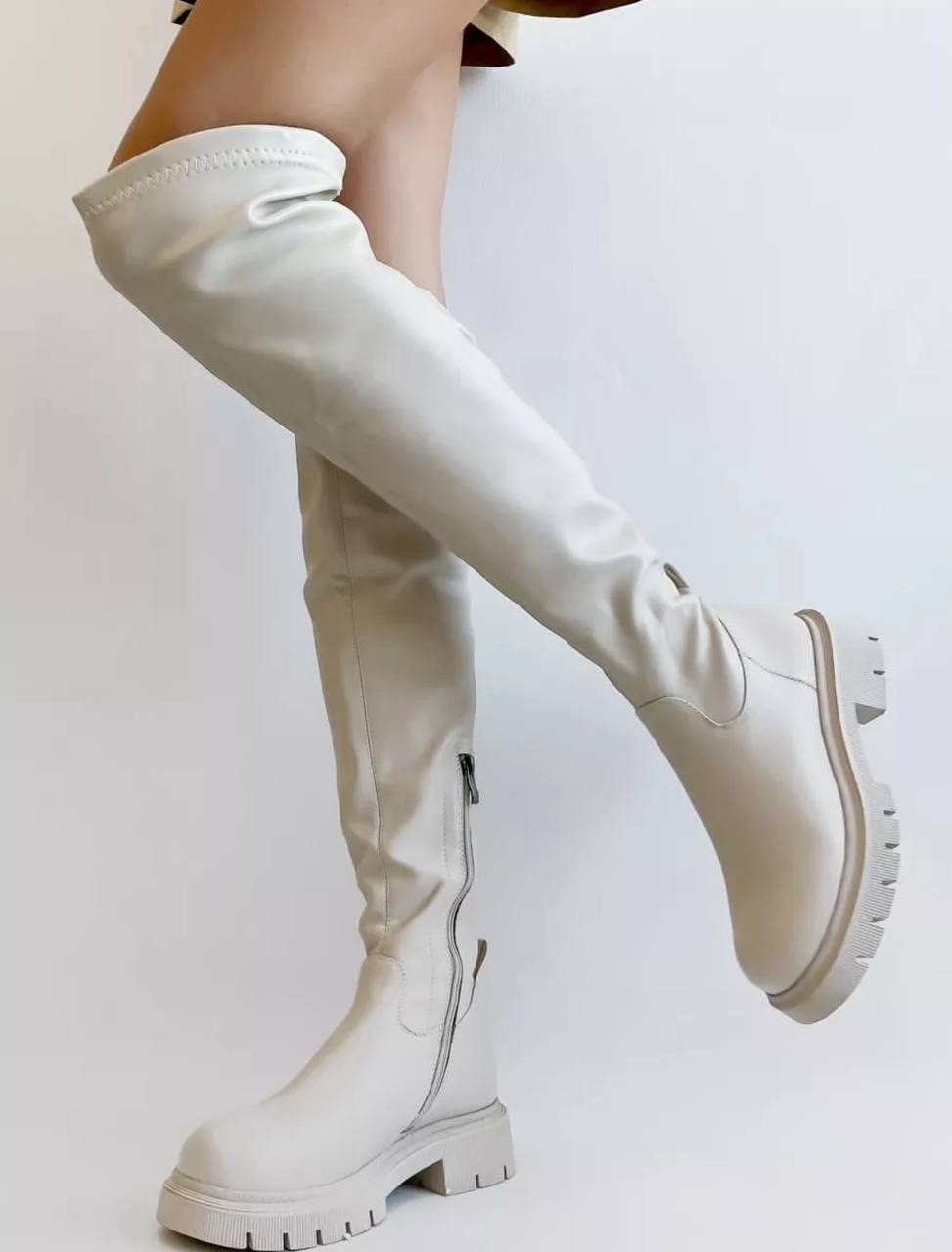 ботфорты чулки на платформе демисезонные maniolini,ботфорты чулки демисезонные на платформе maniolini цвет белый,демисезонные ботфорты,ботфорты чулки на платформе демисезонные maniolini цвет молочный,