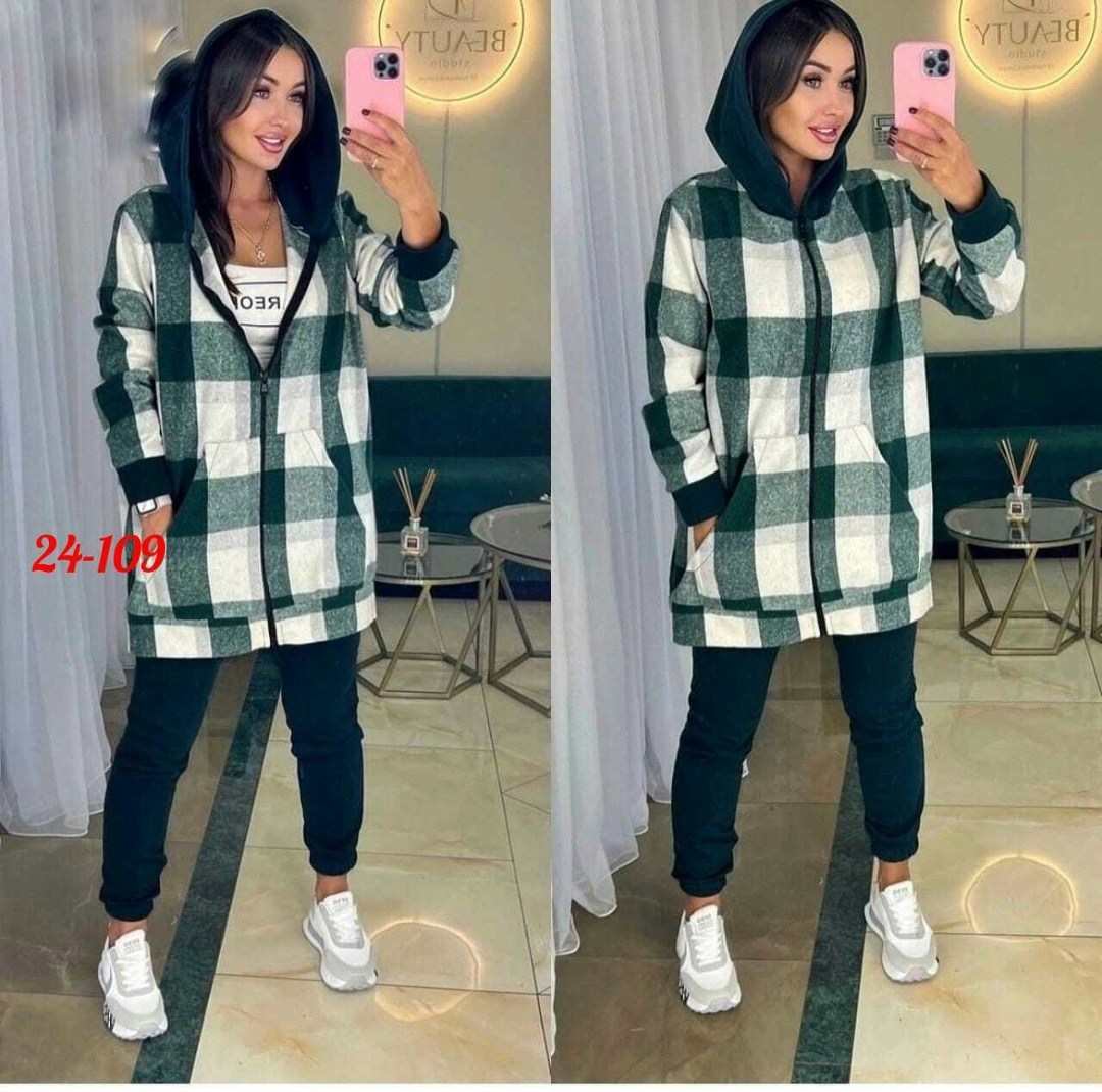 рубашка оверсайз в клетку с капюшоном,костюм женский тройка,женский костюм на флисе,костюм женский двойка,костюм двойка кашемир