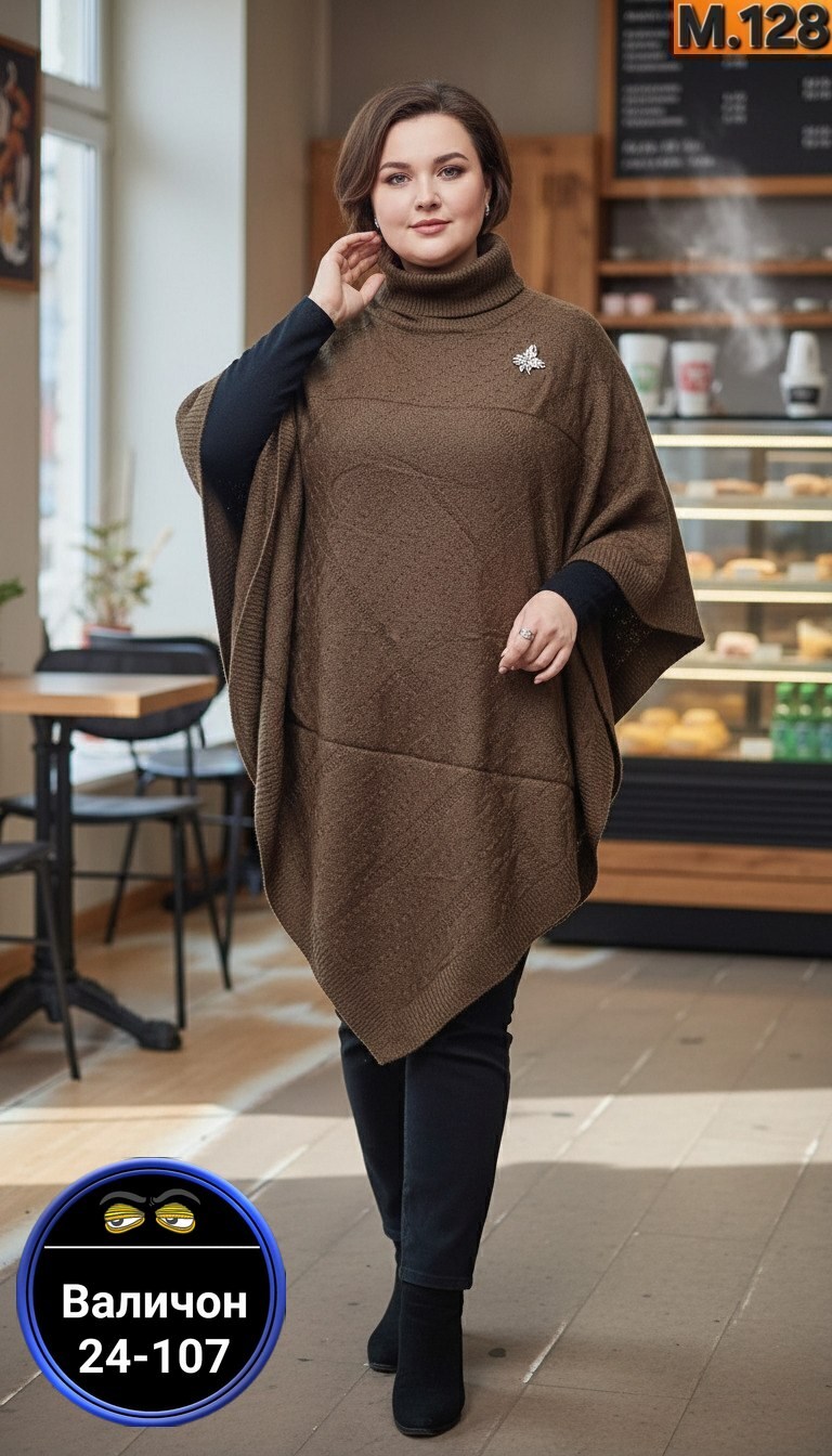 вязаное пончо,пончо женское,пончо спицами,пончо с высоким воротником,свитер накидка