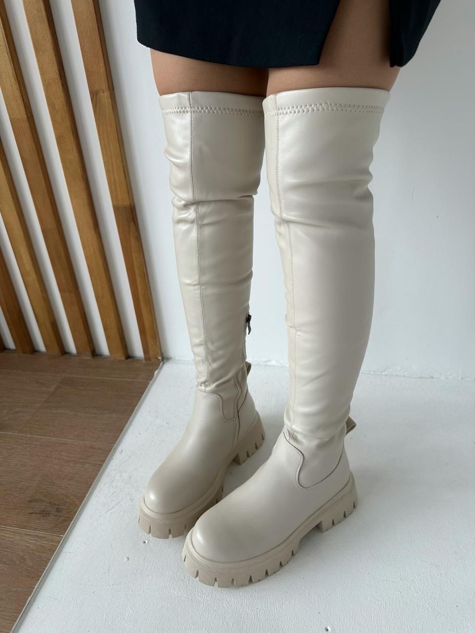 ботфорты женские,сапоги,демисезонные ботфорты,ботфорты,молочные ботфорты