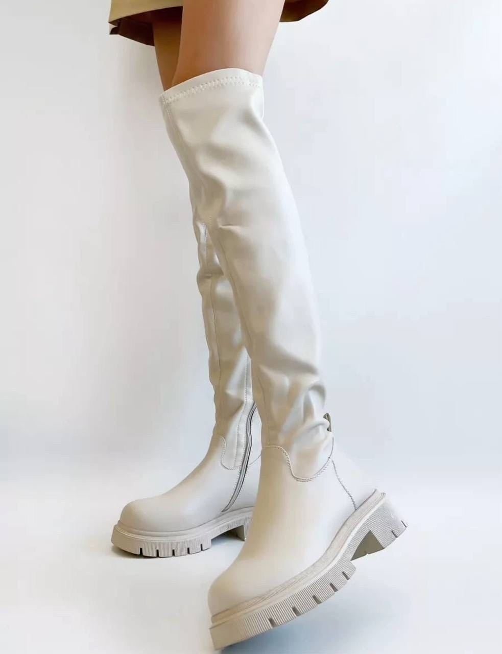 ботфорты чулки на платформе демисезонные maniolini,ботфорты чулки демисезонные на платформе maniolini цвет белый,демисезонные ботфорты,ботфорты чулки на платформе демисезонные maniolini цвет молочный,