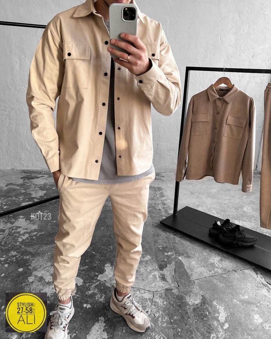 мужская мода,замшевый костюм двойка мужской,костюм двойка мужской,рубашка и джоггеры,костюм бежевый