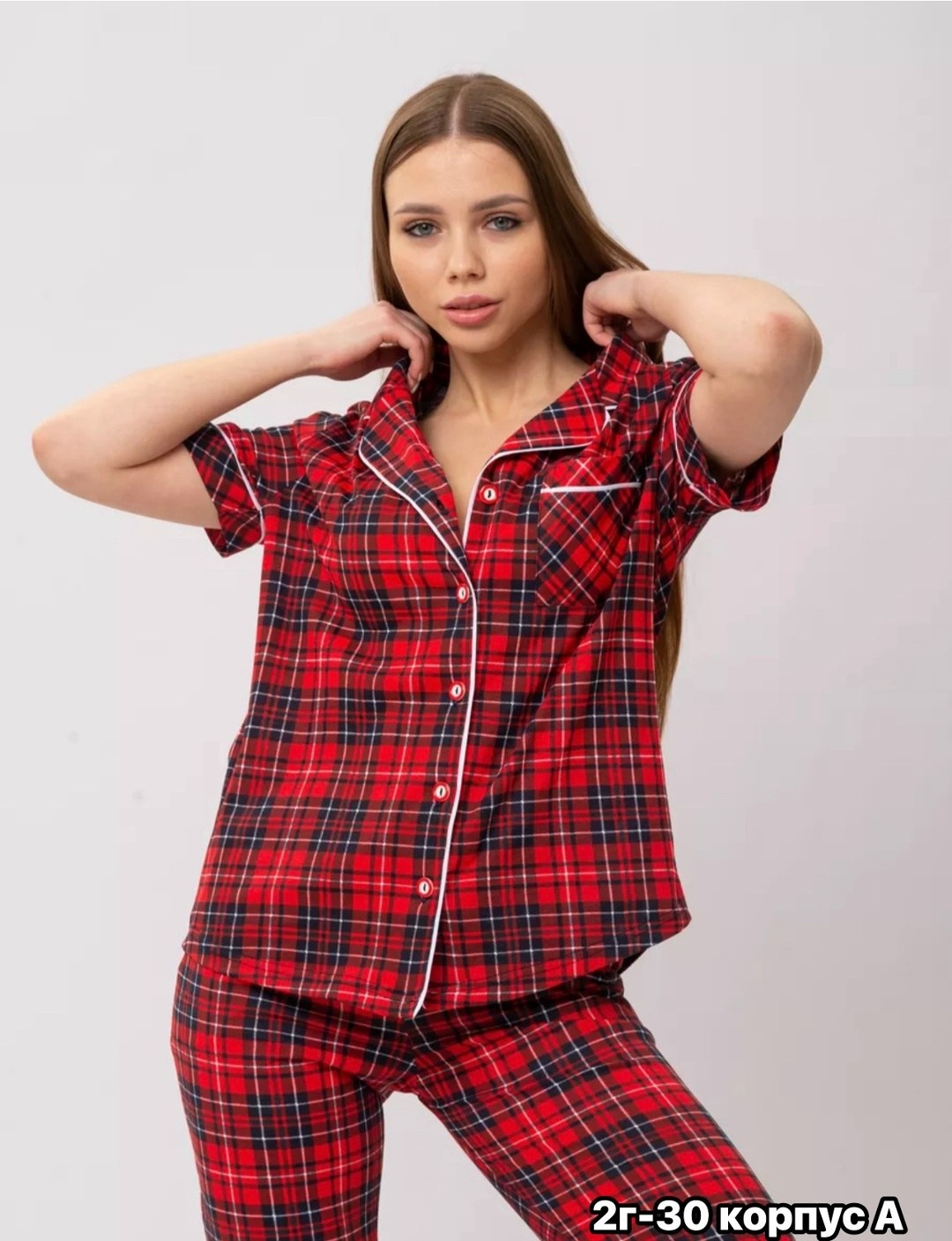 пижама женская красная клетка,женская пижама в клетку,пижама "модерн" красная клетка,пижама женская,пижама красная в клетку
