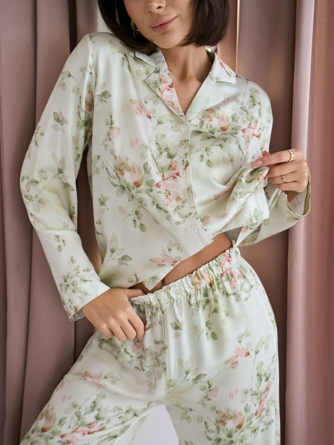 женская шелковая пижама с принтом,пижама женская из шелка mulberry с принтом,пижамы женски,пижамы для женщин,пижама женская шелковая