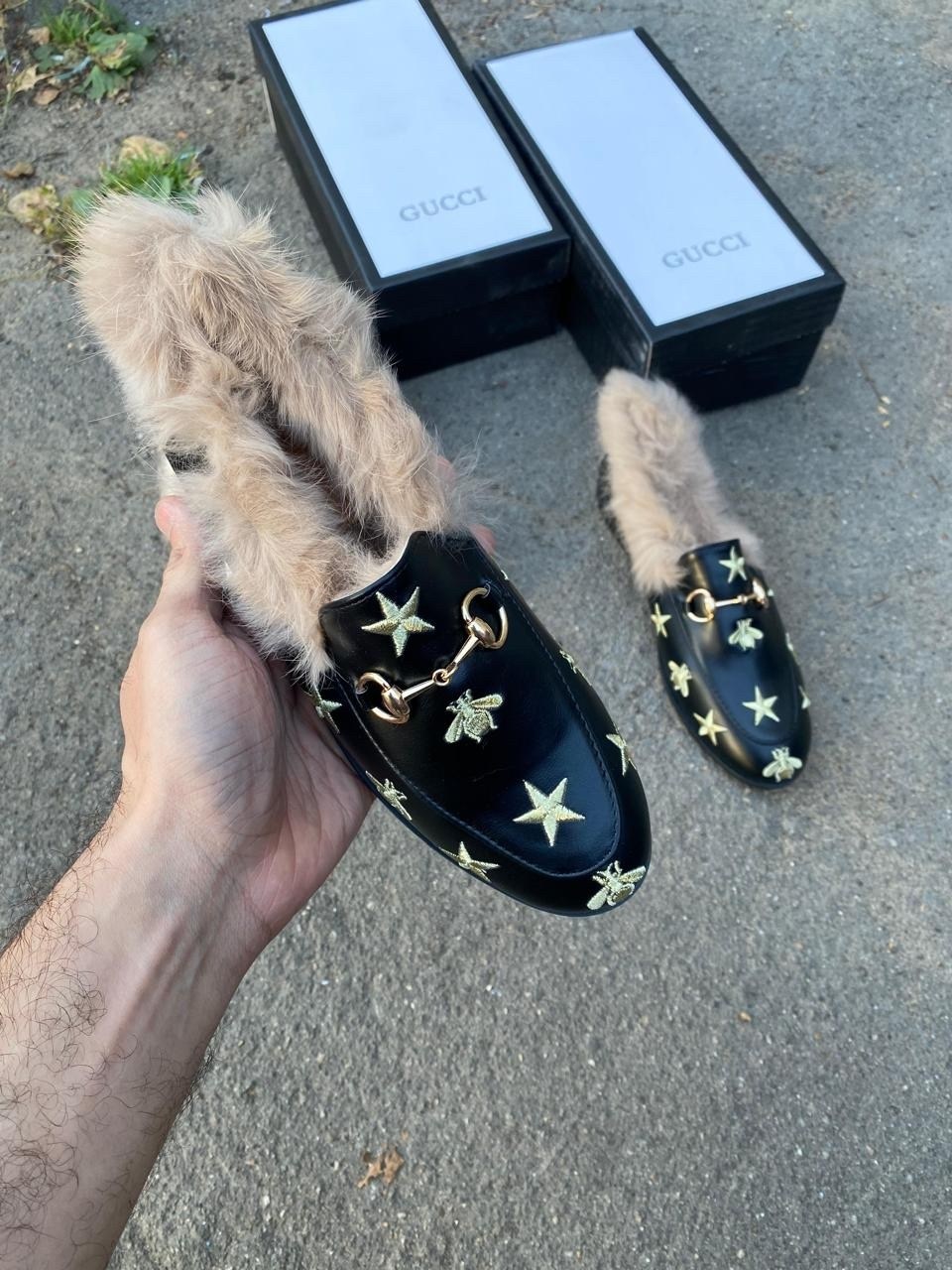 ,гуччи тапки мюли,мюли с мехом,меховые тапки гуччи,меховая
