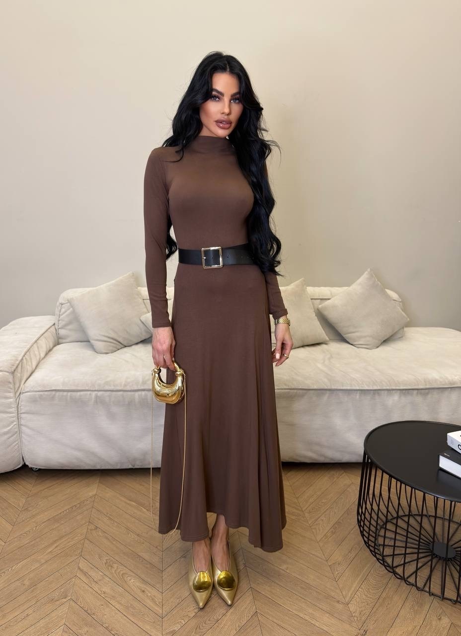 платье,длинное платье,трикотажное платье,трикотажное платье макси,коричневое платье