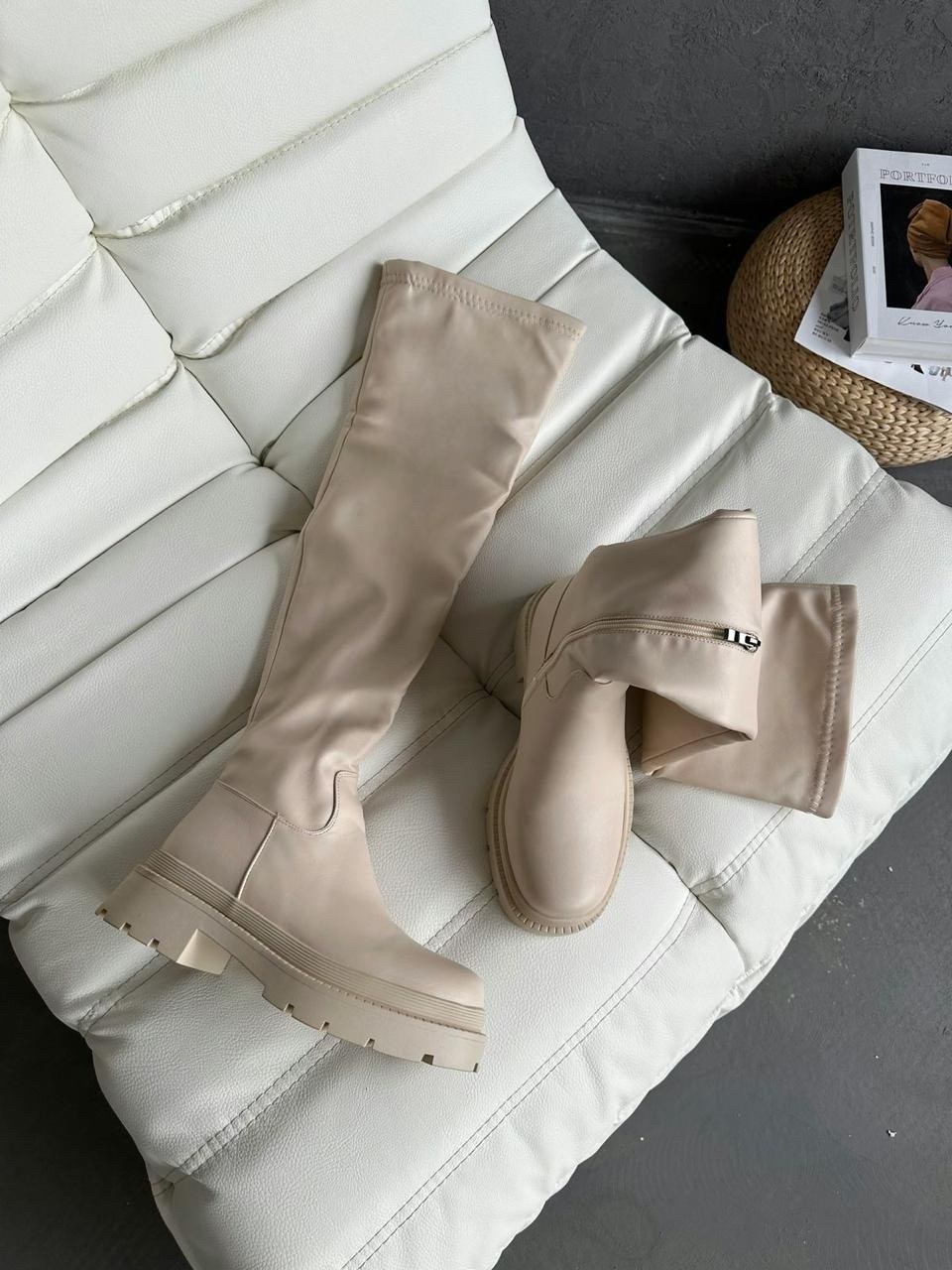 ботфорты женские,сапоги,демисезонные ботфорты,ботфорты,молочные ботфорты