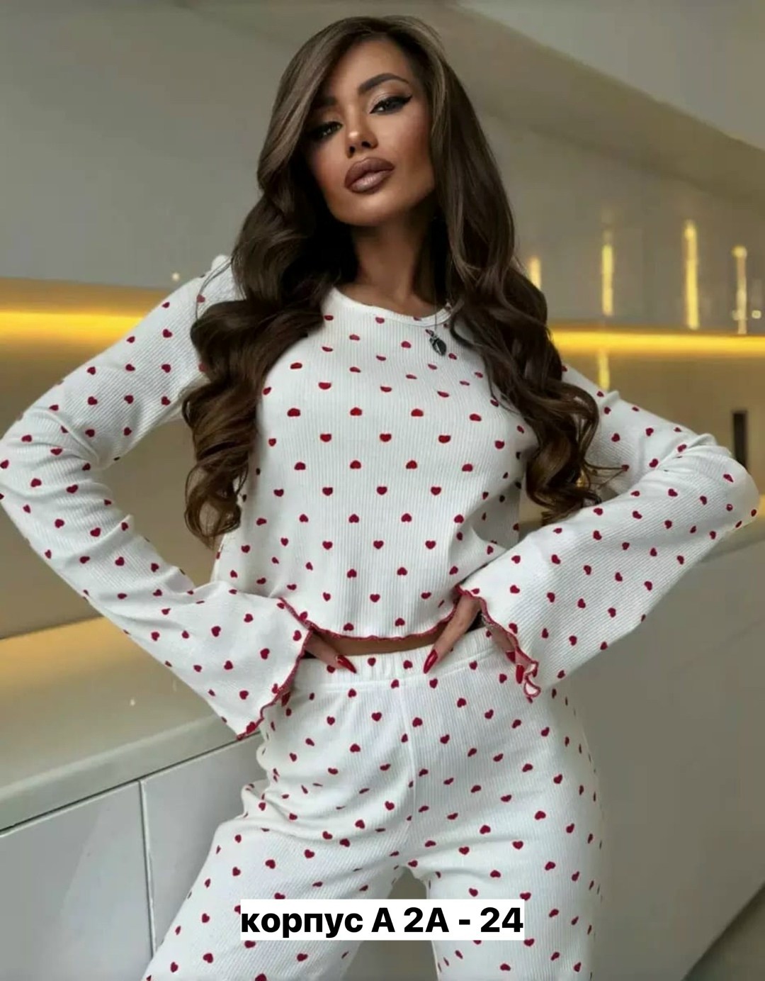 пижама со штанами с сердечками,пижама женская со штанами soft.girl,пижама женская со штанами и рубашкой с сердечками knopkaland,пижама женская с брюками,пижамы женски