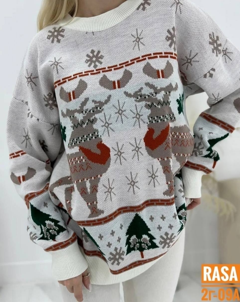 свитер новогодний оверсайз,свитера женские,свитер новый год женский bonstore,свитер женский с новогодним принтом,рождественский свитер для женщин 2025