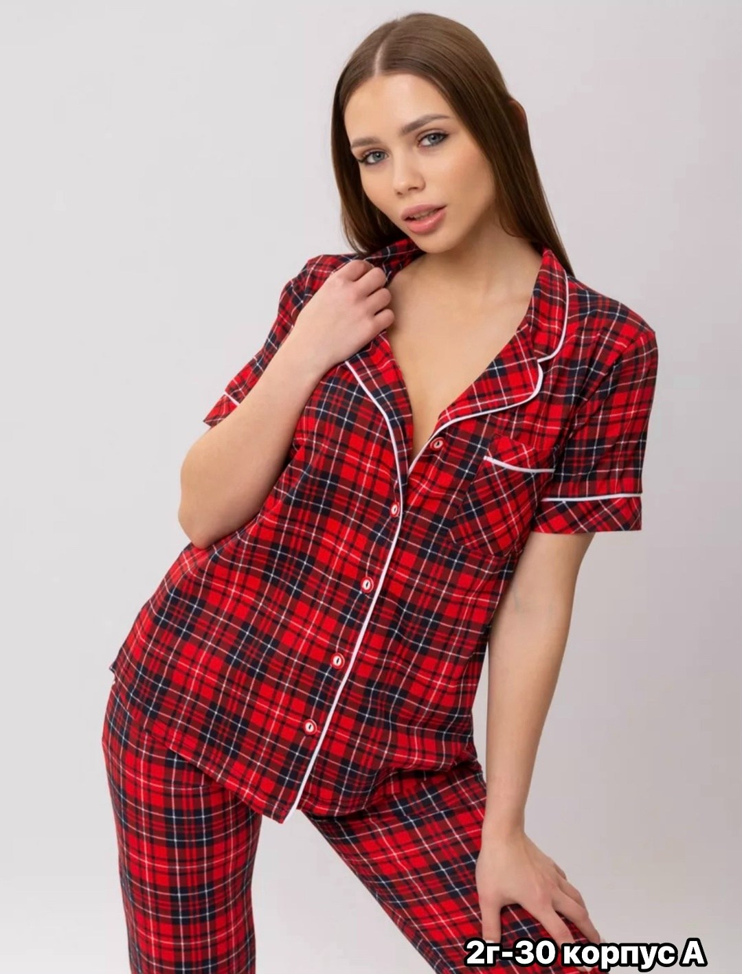пижама женская красная клетка,женская пижама в клетку,пижама "модерн" красная клетка,пижама женская,пижама красная в клетку