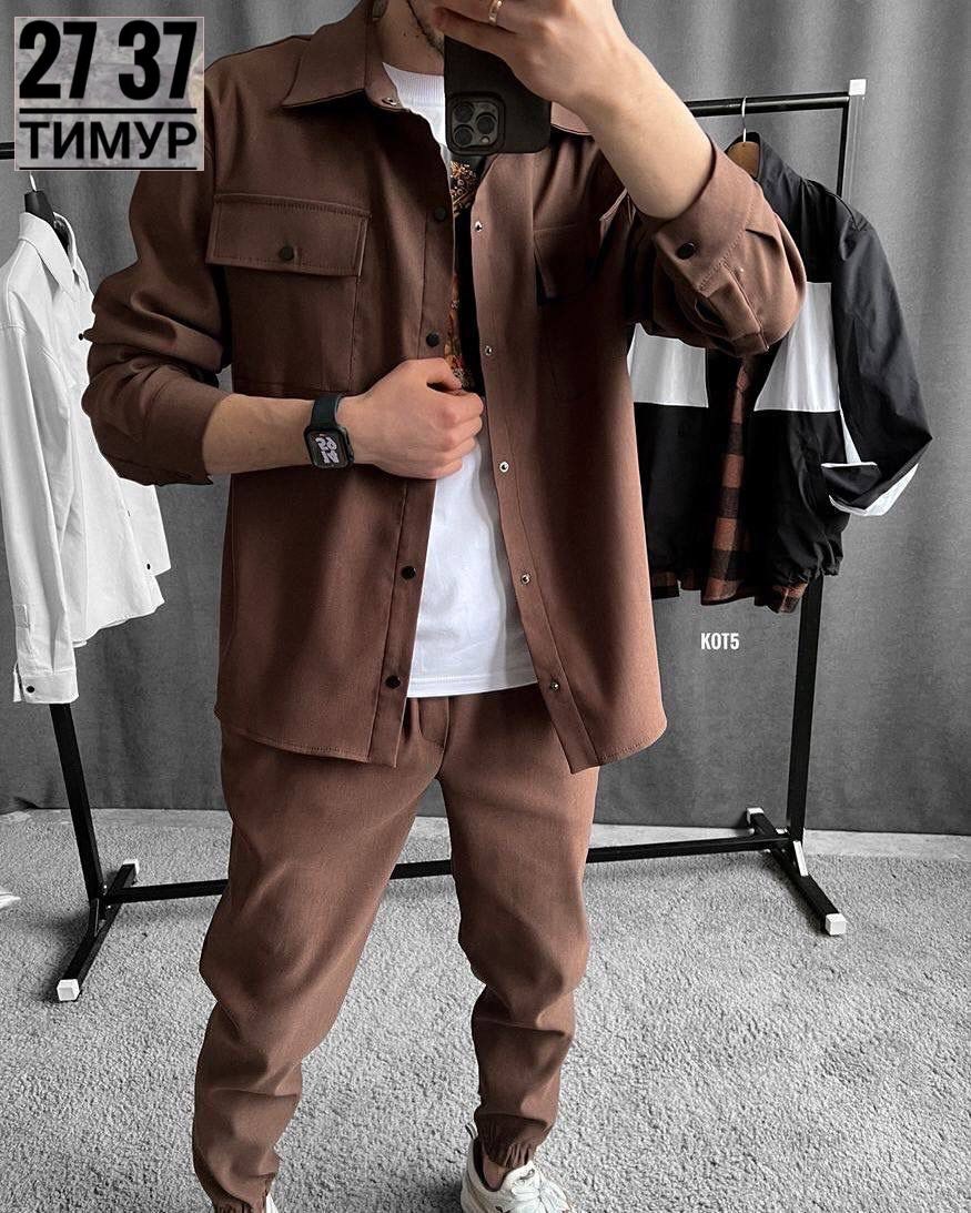 костюм мужской летний с брюками хлопок двойка рубашка штаны sunwert 233150368,костюм двойка мужской,костюм двойка для мужчин лен,рубашка и джоггеры,мужской повседневный костюм из рубашки и брюк