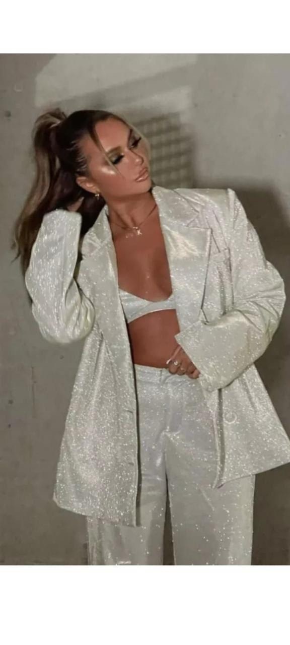 блестящий топ под пиджак,серебристый блестящий костюм с блестящим блейзером для новечерние клуба,блестящие пиджаки,блестящий брючный костюм,костюм с блестками
