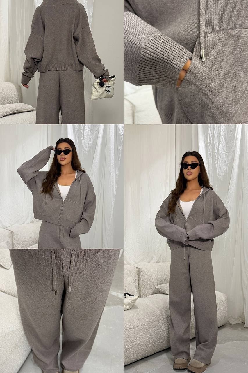 костюм спортивный на молнии с кулиской konst&kris 255151756,женский костюм,костюм спортивный,костюм спортивный на молнии с кулиской konst&kris цвет графит серый,женский костюм на флисе