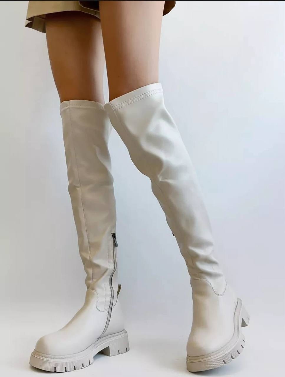 ботфорты чулки на платформе демисезонные maniolini,ботфорты чулки демисезонные на платформе maniolini цвет белый,демисезонные ботфорты,ботфорты чулки на платформе демисезонные maniolini цвет молочный,