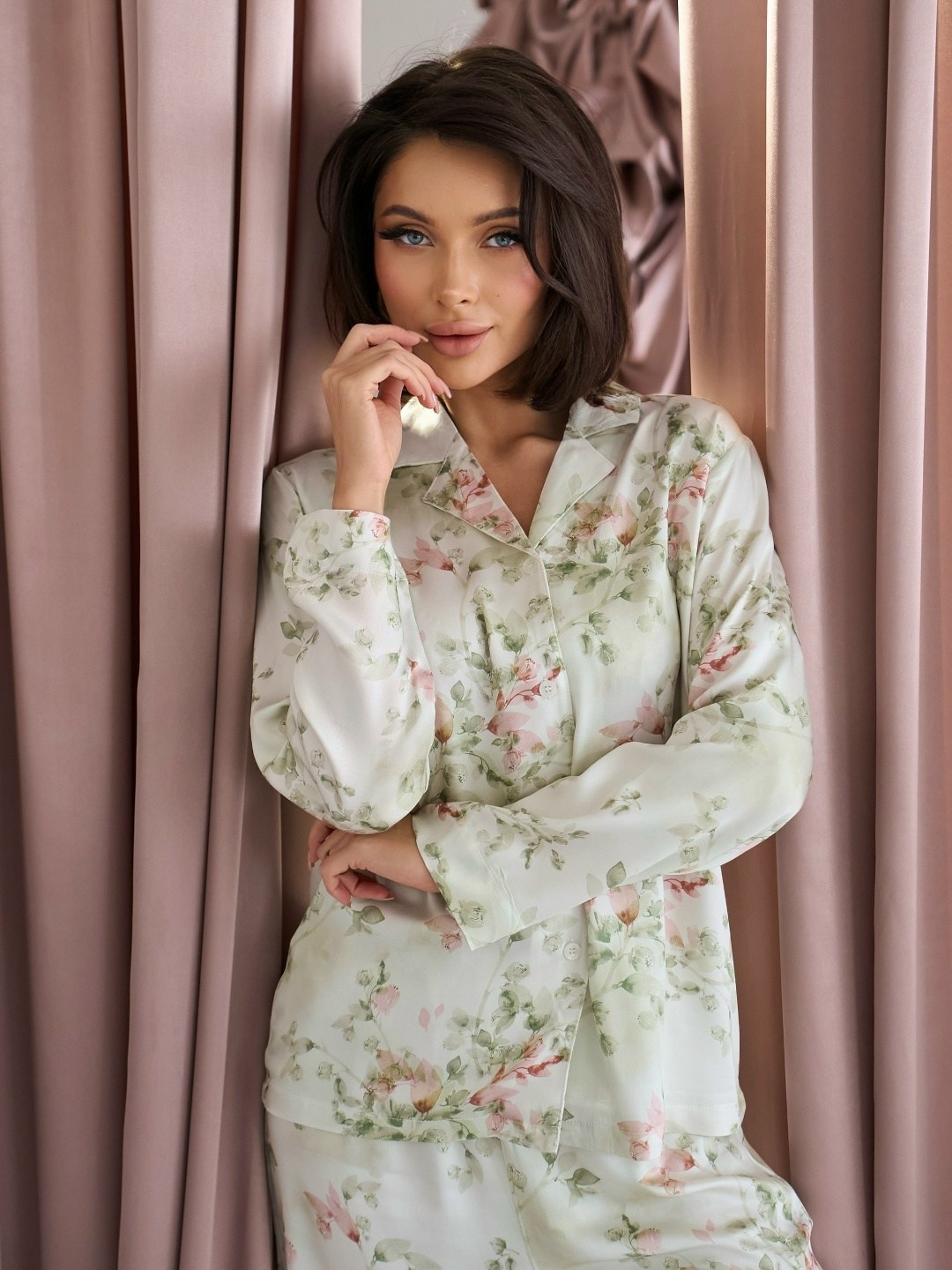 женская шелковая пижама с принтом,пижама женская из шелка mulberry с принтом,пижамы женски,пижамы для женщин,пижама женская шелковая