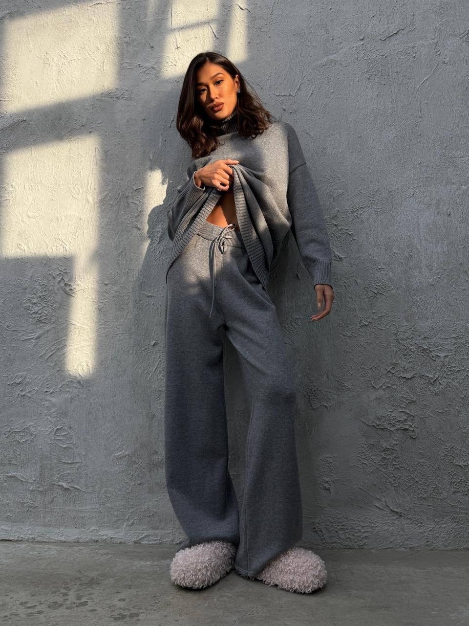 трикотажные костюмы,костюм с брюками,костюм женский,женский трикотажный костюм,костюм вязаный теплый с брюками vievie