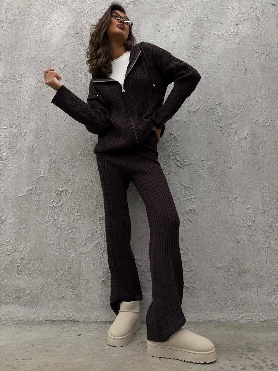 костюм теплый вязаный оверсайз лапша с брюками allamoda,костюм женский: свитер и штаны (one size 42-48) арт. 1385090,костюм вязаный теплый с брюками,костюм вязаный,костюм теплый вязаный оверсайз лапша
