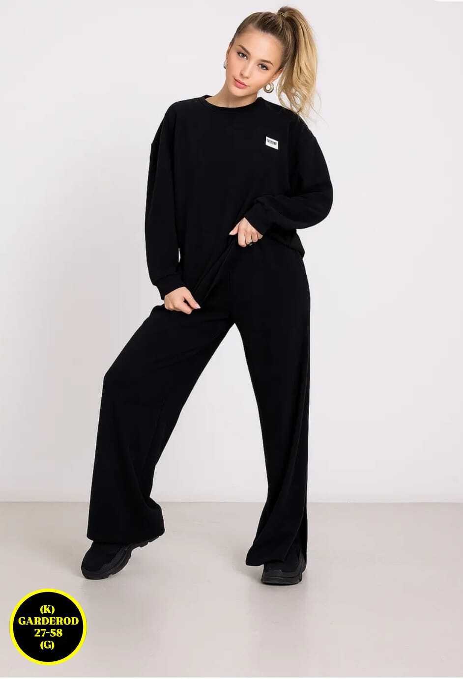 костюм женский elenatex к-228 черный 54 ru,костюм женский,костюм женский черный,костюм трикотажный,костюм с брюками