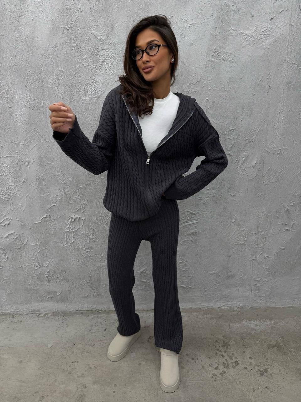 костюм теплый вязаный оверсайз лапша с брюками allamoda,костюм женский: свитер и штаны (one size 42-48) арт. 1385090,костюм вязаный теплый с брюками,костюм вязаный,костюм теплый вязаный оверсайз лапша