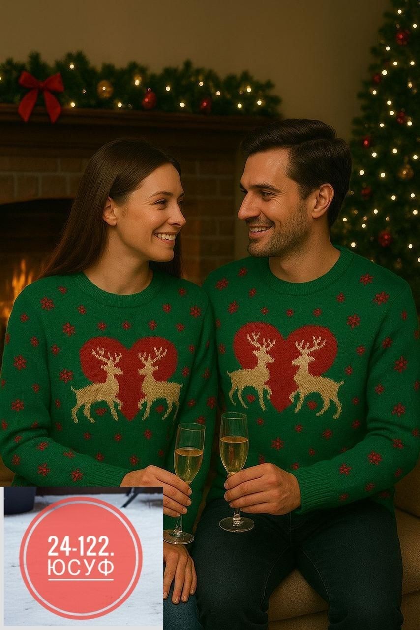новогодний свитер с оленями без горла мужской женский stellato knitwear,свитер новогодний с оленями парный для фотосессий dialuna,свитер новогодний с оленями kurdi,свитер без горла новогодний с оленям