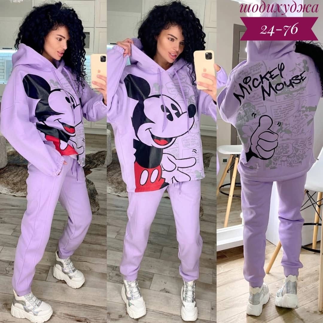 спортивный костюм с принтом микки маус,костюм теплый,костюм женский на флисе,костюм на флисе,костюм с микки маусом женский