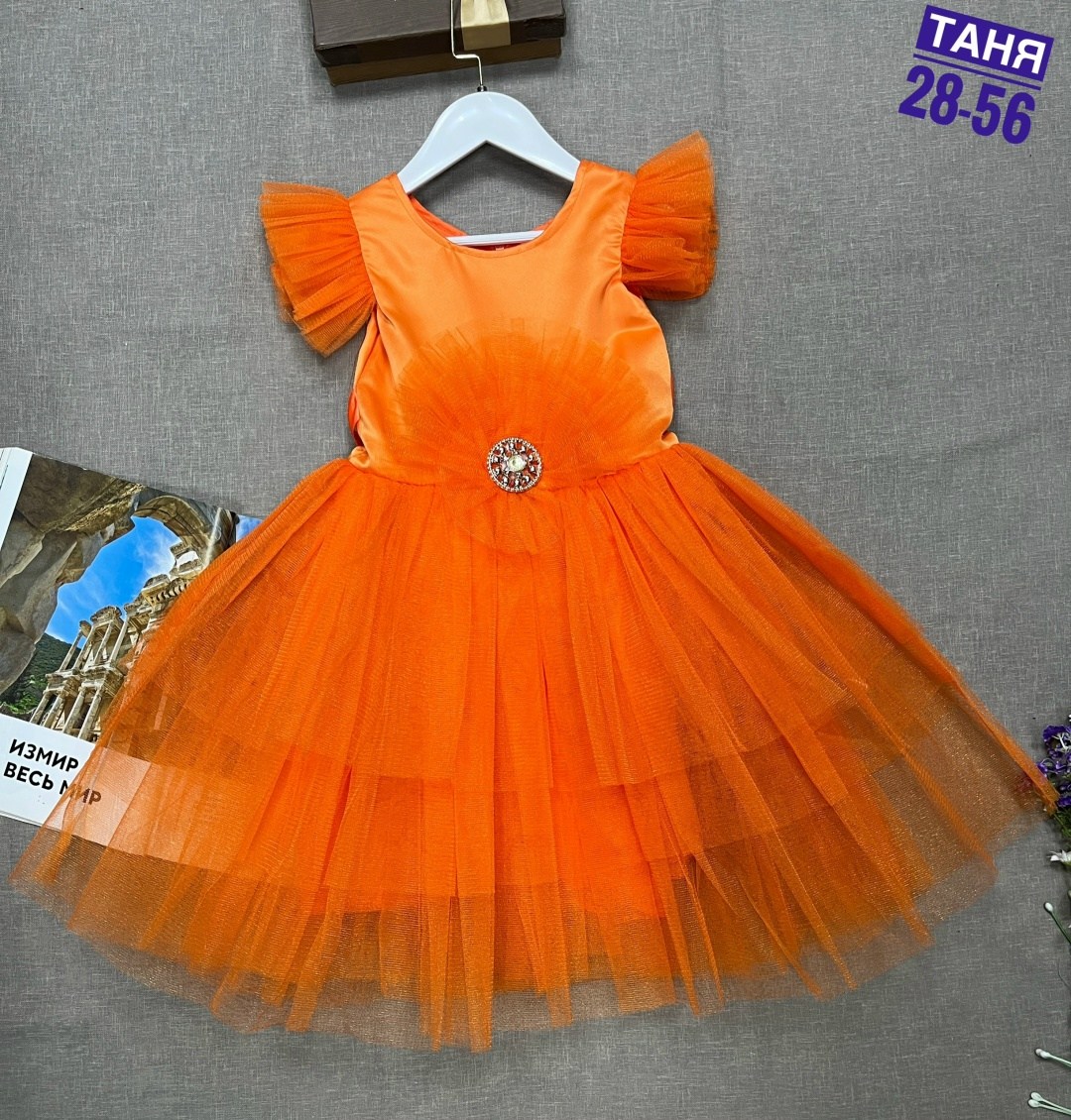 оранжевое платье для девочки,платье для девочки оранжевого цвета,платье для девочки,платье оранжевое для девочки пышное,платье нарядное
