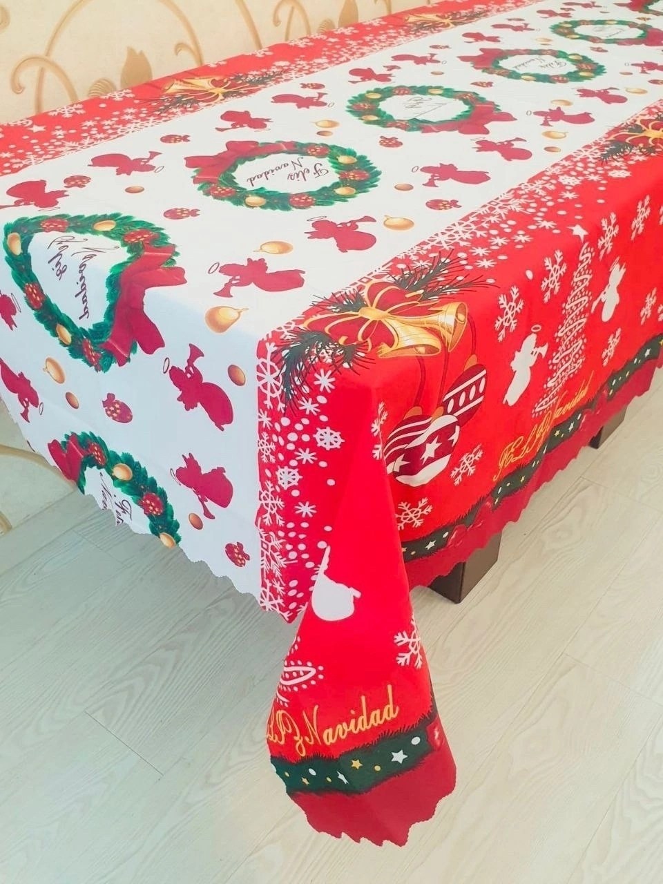 скатерть полиэстер 150x220см,скатерть на новый год и рождество,новогодние скатерти,скатерть новогодняя доляна "уютный праздник" 110*145 см, 100% п/э,новогодняя скатерть на стол