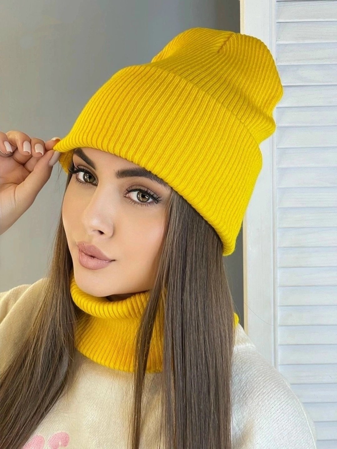 комплект женский шапка и снуд,шапка бини,шапки комплект женская,комплект шапки,популярная шапка 2025