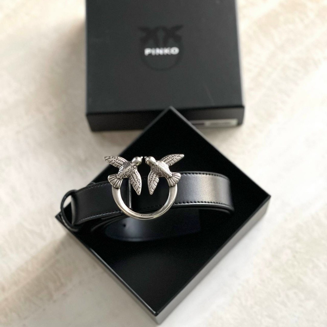 ремень женские pinko,ремень pinko,ремень женский кожаный pinko,тонкий кожаный ремень pinko love birds для женщин черный,ремень пинко черный