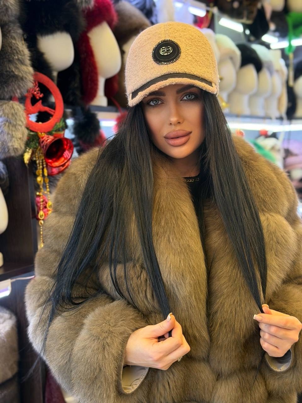 бейсболка меховая тёплая,кепка стильная,меховая кепка прада,кепка тедди меховая yuliashvets,стильная бейсболка