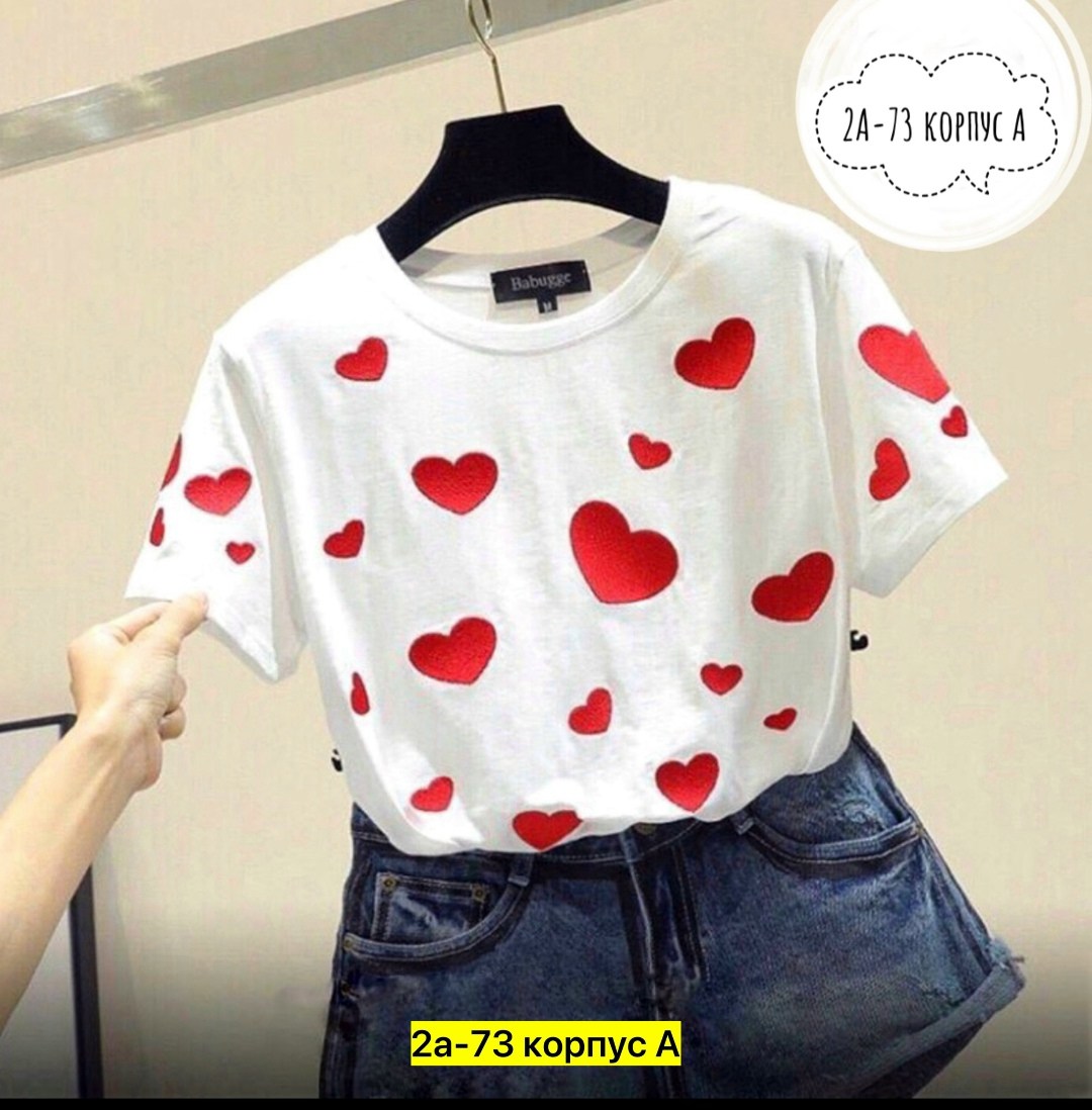 женские футболки с принтом,летние футболки,футболка женская,женская повседневная футболка,футболка с красным сердцем