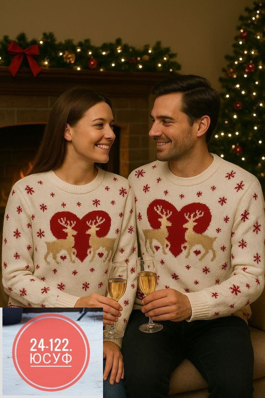 новогодний свитер с оленями без горла мужской женский stellato knitwear,свитер новогодний с оленями парный для фотосессий dialuna,свитер новогодний с оленями kurdi,свитер без горла новогодний с оленям