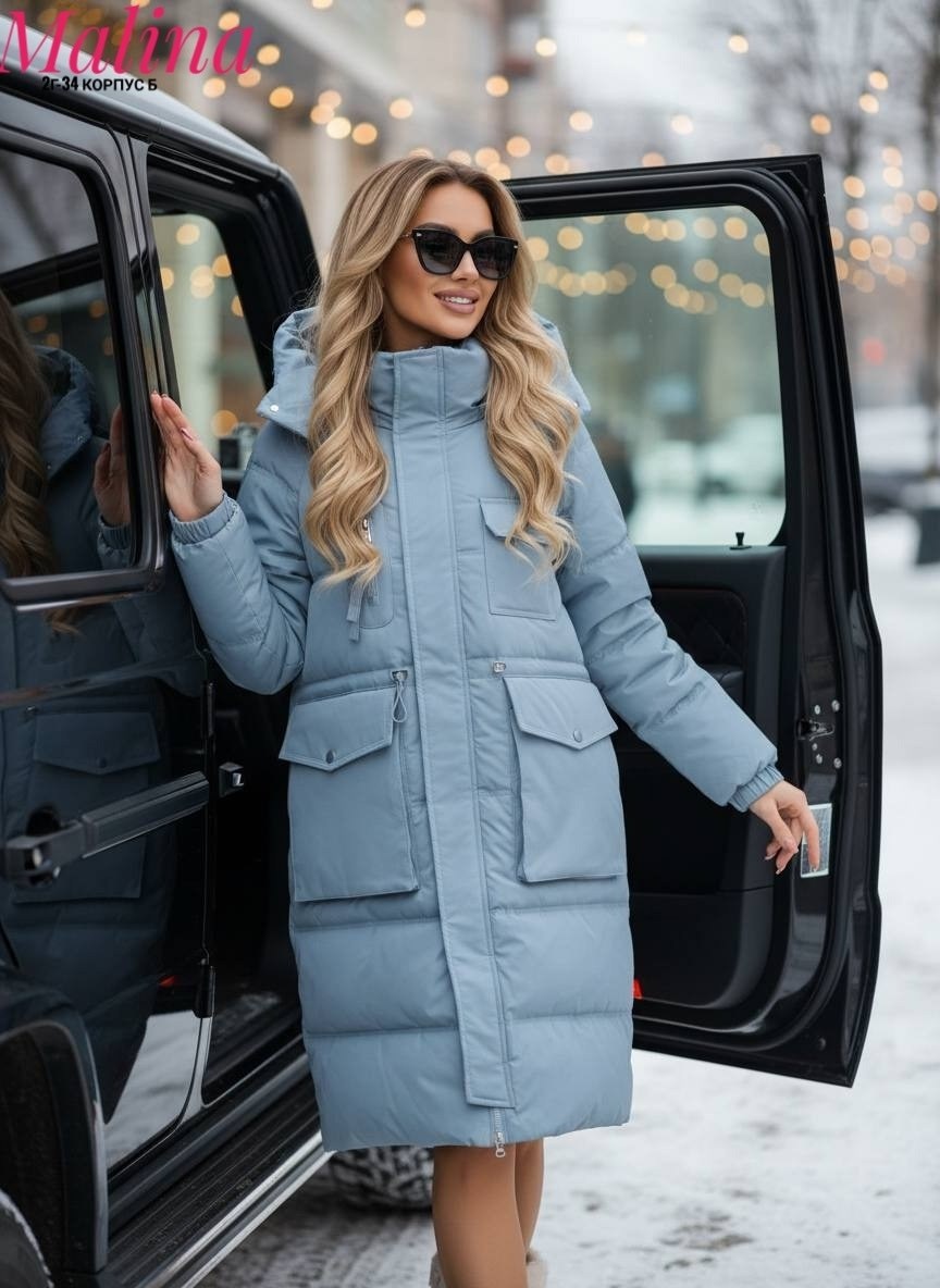 пуховик зимний длинный с капюшоном оверсайз ksulor brand цвет голубой,женская зимняя куртка,пуховик зимний длинный с капюшоном оверсайз ksulor brand,куртка зимняя женская удлиненная,пуховик зимний дли