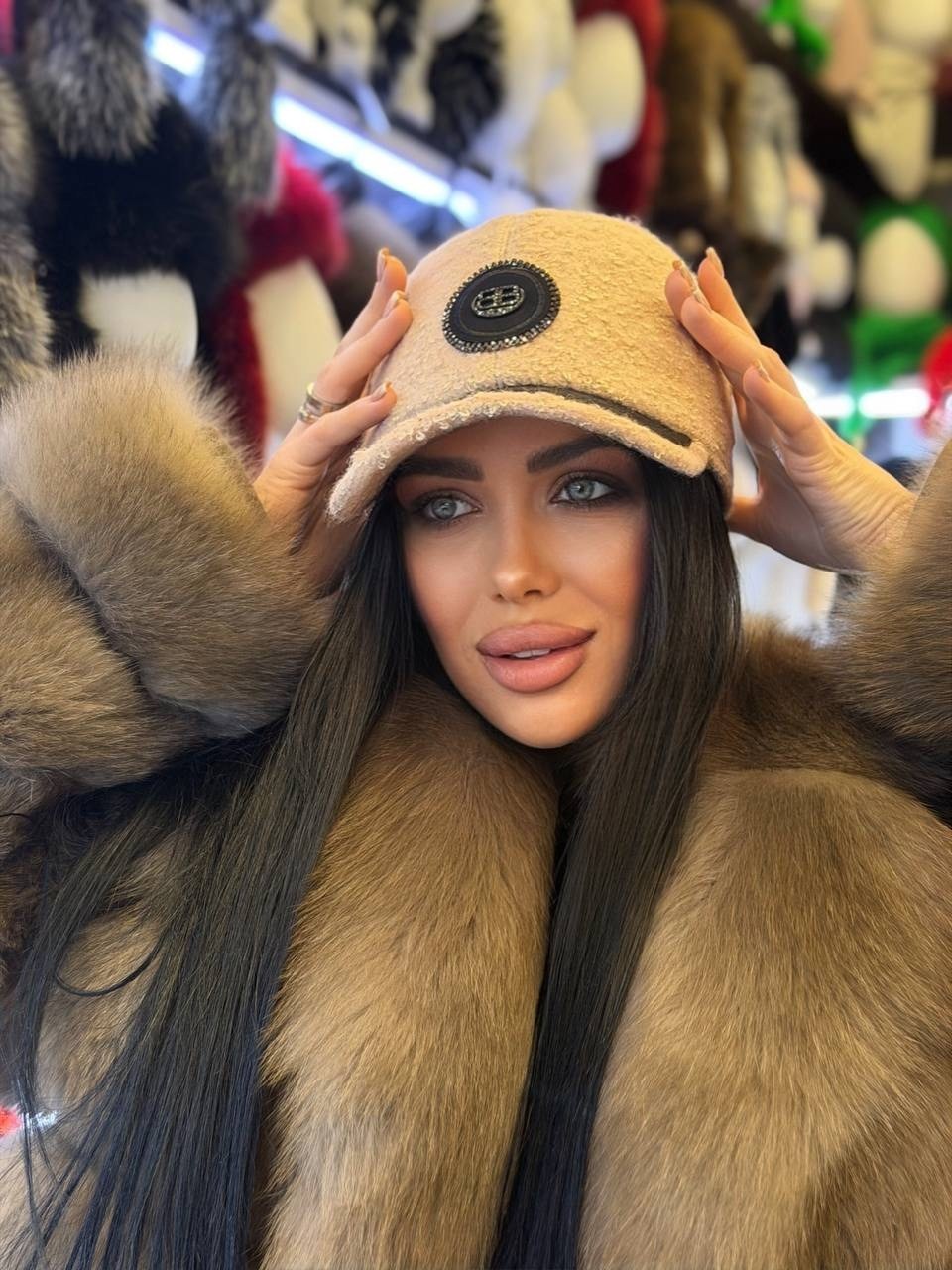 бейсболка меховая тёплая,кепка стильная,меховая кепка прада,кепка тедди меховая yuliashvets,стильная бейсболка