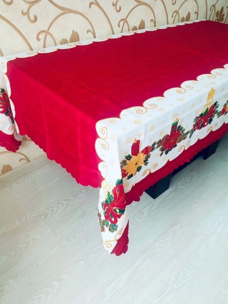 скатерть полиэстер 150x220см,скатерть на новый год и рождество,новогодние скатерти,скатерть новогодняя доляна "уютный праздник" 110*145 см, 100% п/э,новогодняя скатерть на стол