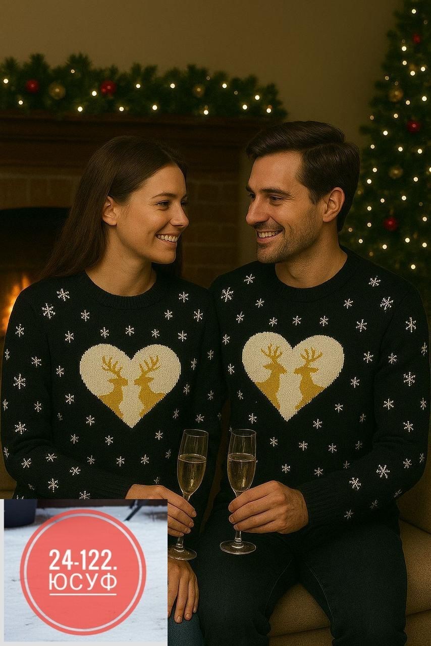 новогодний свитер с оленями без горла мужской женский stellato knitwear,свитер новогодний с оленями парный для фотосессий dialuna,свитер новогодний с оленями kurdi,свитер без горла новогодний с оленям