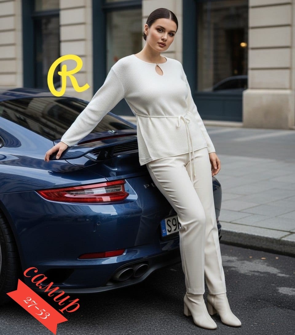 комплект брючный volna 1307 желтый/коричневый,брючный комплект,верхняя одежда,женские брючные комплекты,кофта джемпер