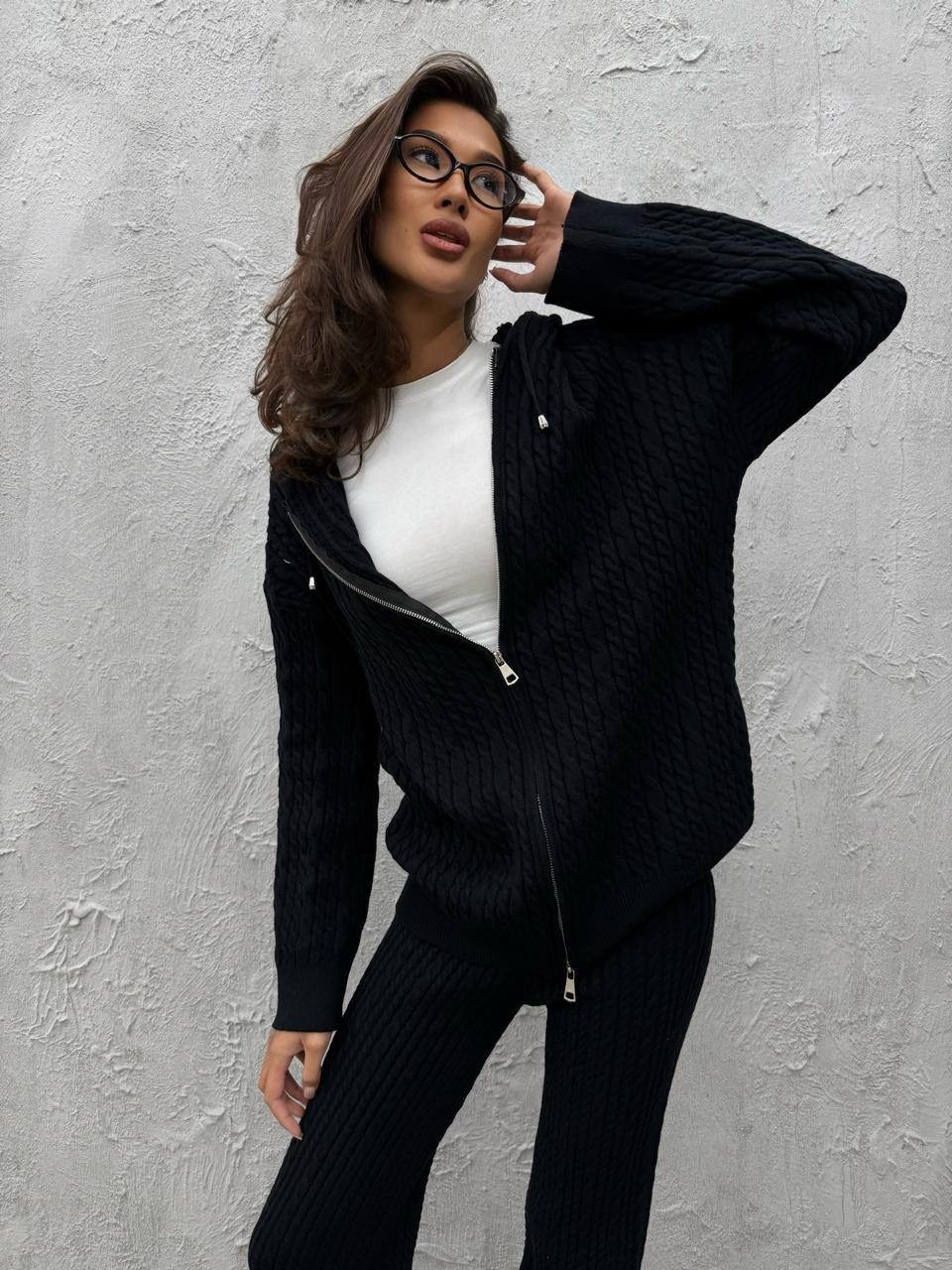 костюм теплый вязаный оверсайз лапша с брюками allamoda,костюм женский: свитер и штаны (one size 42-48) арт. 1385090,костюм вязаный теплый с брюками,костюм вязаный,костюм теплый вязаный оверсайз лапша