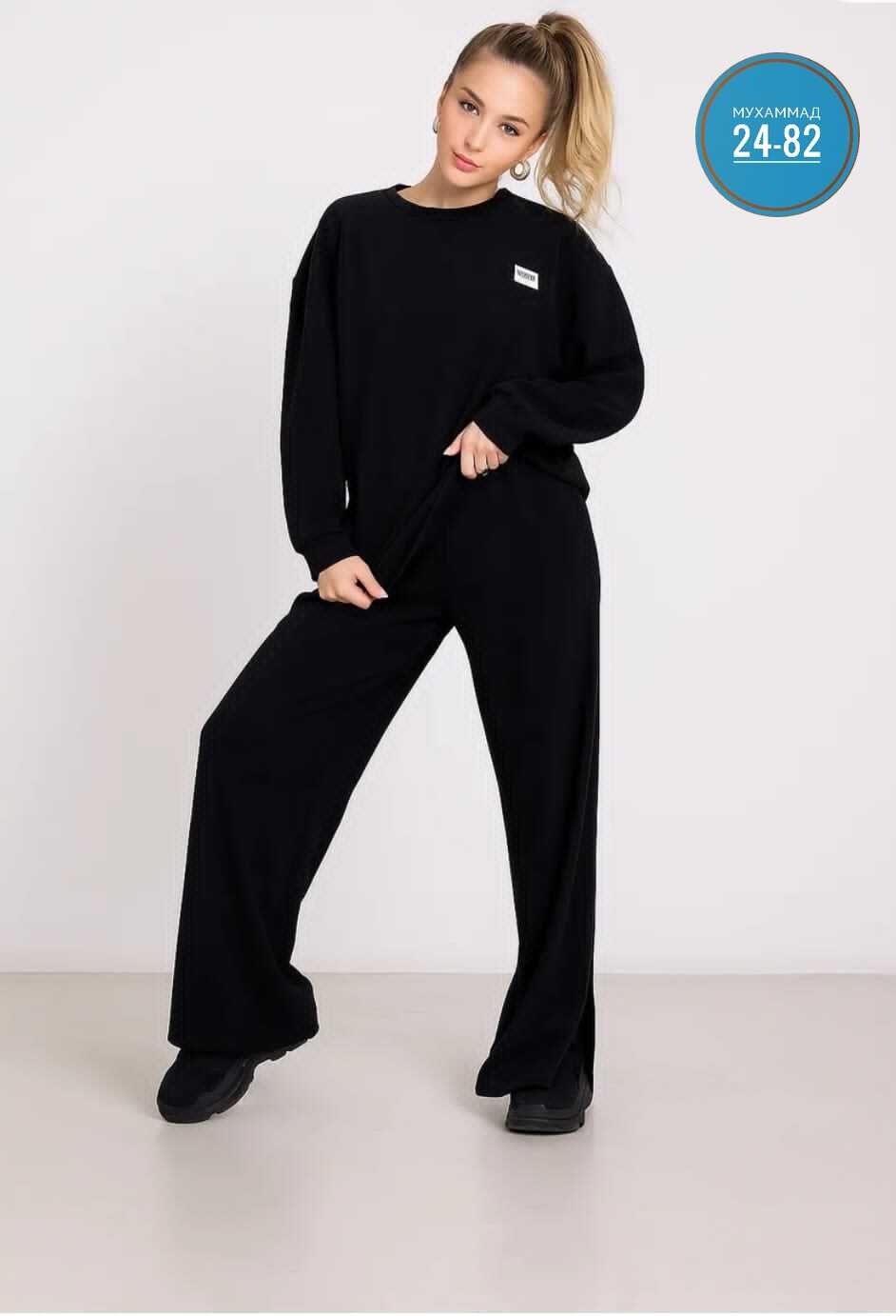 костюм женский elenatex к-228 черный 54 ru,костюм женский трикотажный,костюм женский,костюм с брюками,костюм женский с брюками