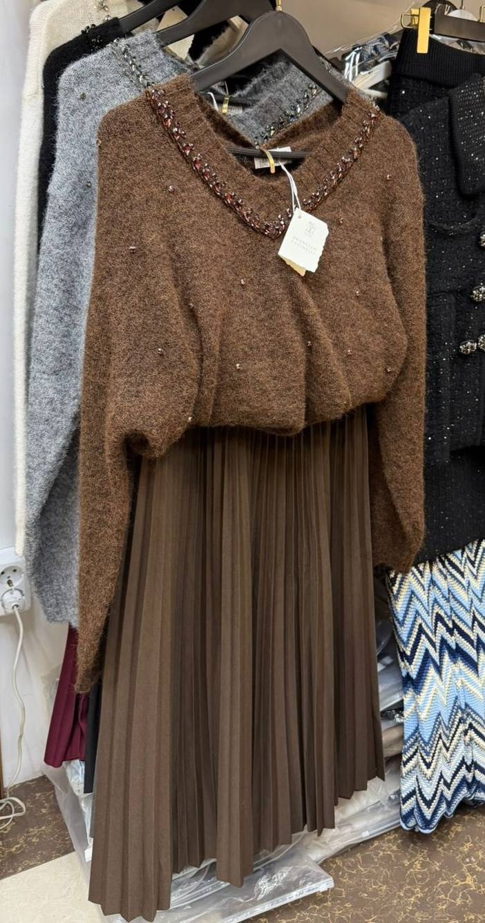 плиссированная юбка,юбка плиссе,вязаная юбка,юбка кофта,юбка