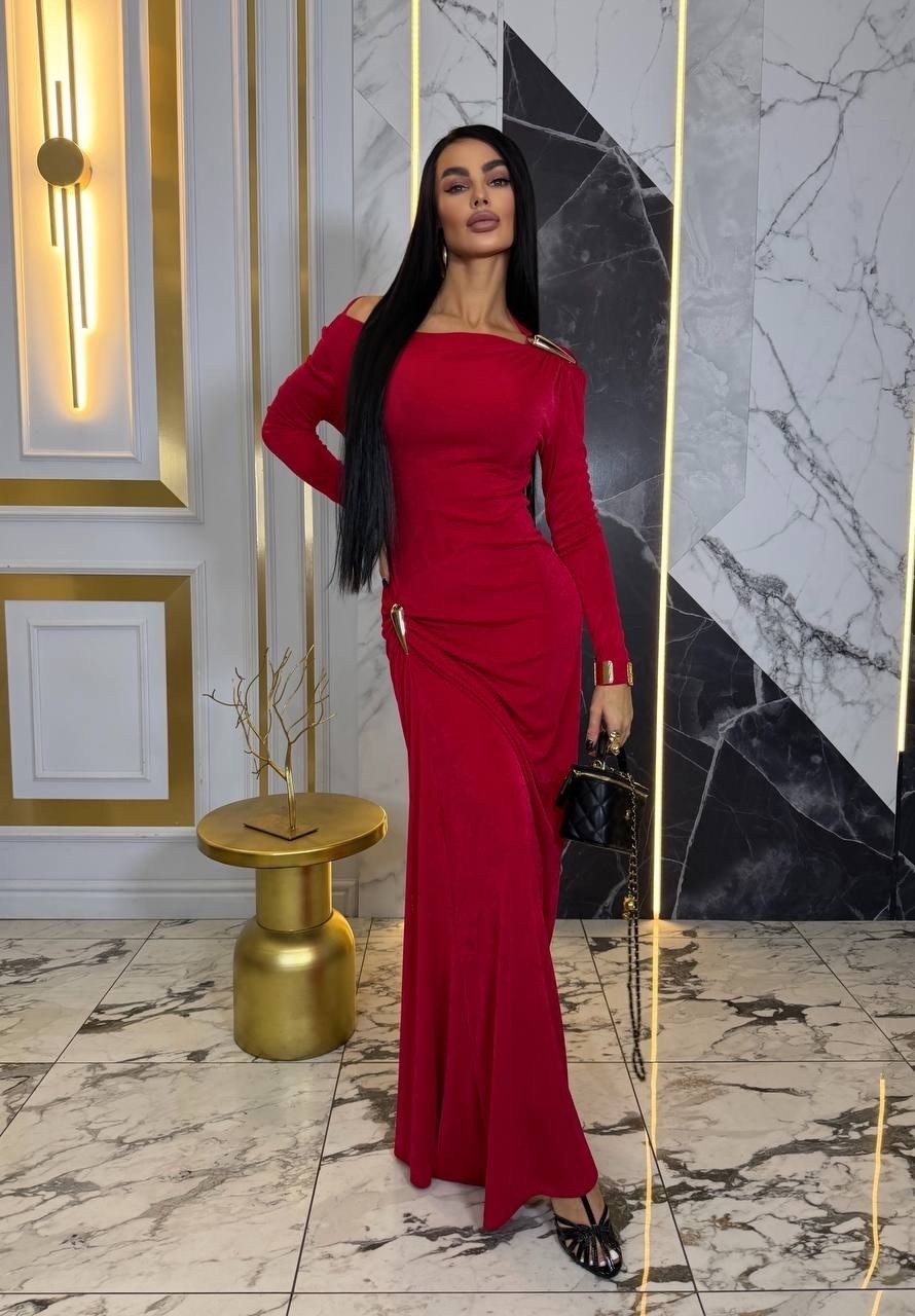 вечернее платье,платье,платье коричневое,платье макси на одно плечо с узлом и драпировкой на юбке,женское длинное элегантное плиссированное платье s коричневый