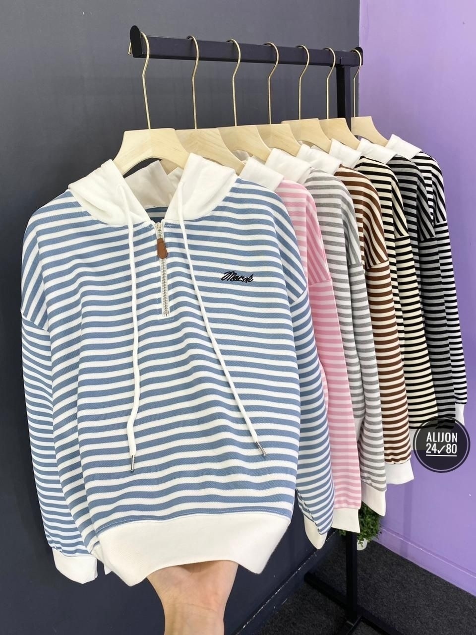 свитшот женская,женская кофта,толстовка в полоску,кофта до талии,модная толстовка