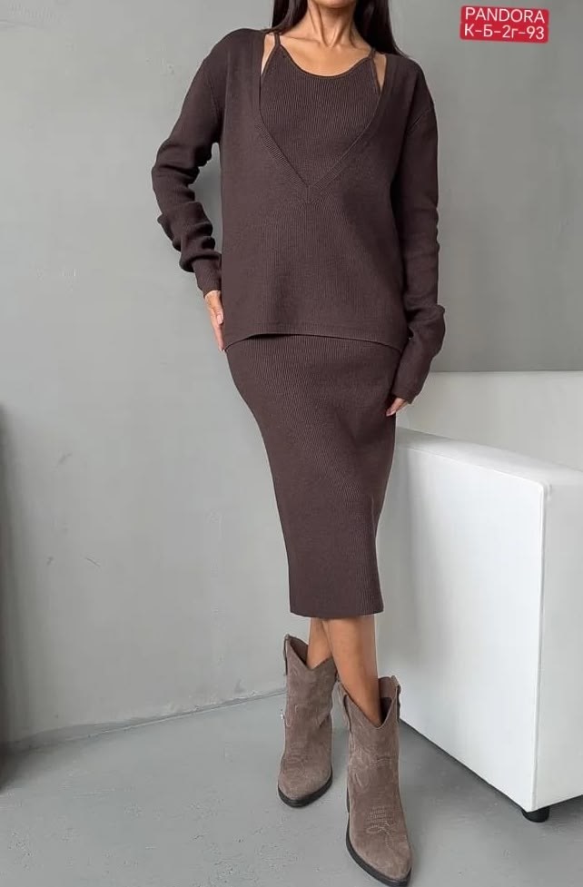 костюм вязаный двойка: свитер и платье masari,костюм вязаный двойка: свитер и платье masari 465062001,трикотажный костюм,трикотажный комплект сарафан + кофта,трикотажный костюм с юбкой